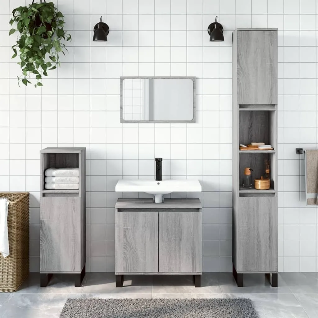 Mobile Sotto Lavandino 58x33x60 cm Grigio Sonoma - Legno Resistente