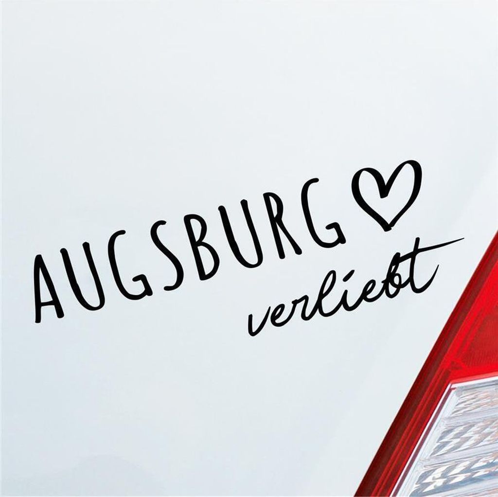 Auto Aufkleber Augsburg verliebt Herz Stadt Heimat Liebe Car 19x6 cm Schwarz Matt Sticker Heckscheibenaufkleber