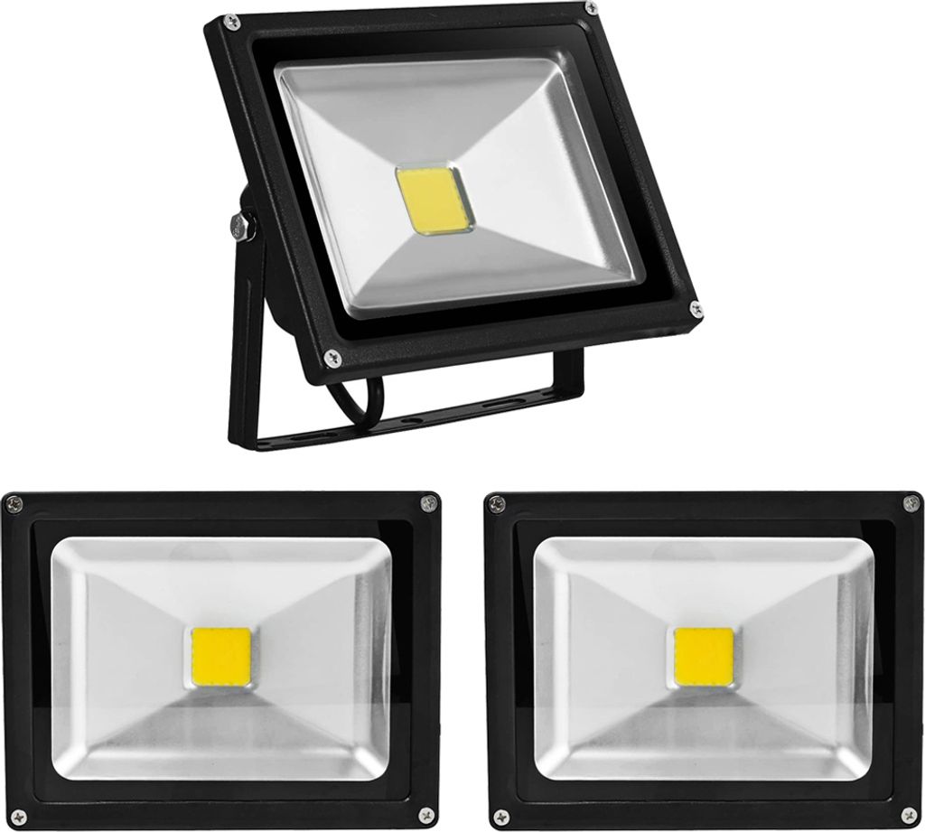 Greenmigo 3x 20W Fluter Strahler Kaltweiß Schwarz Aluminium Produktbild 