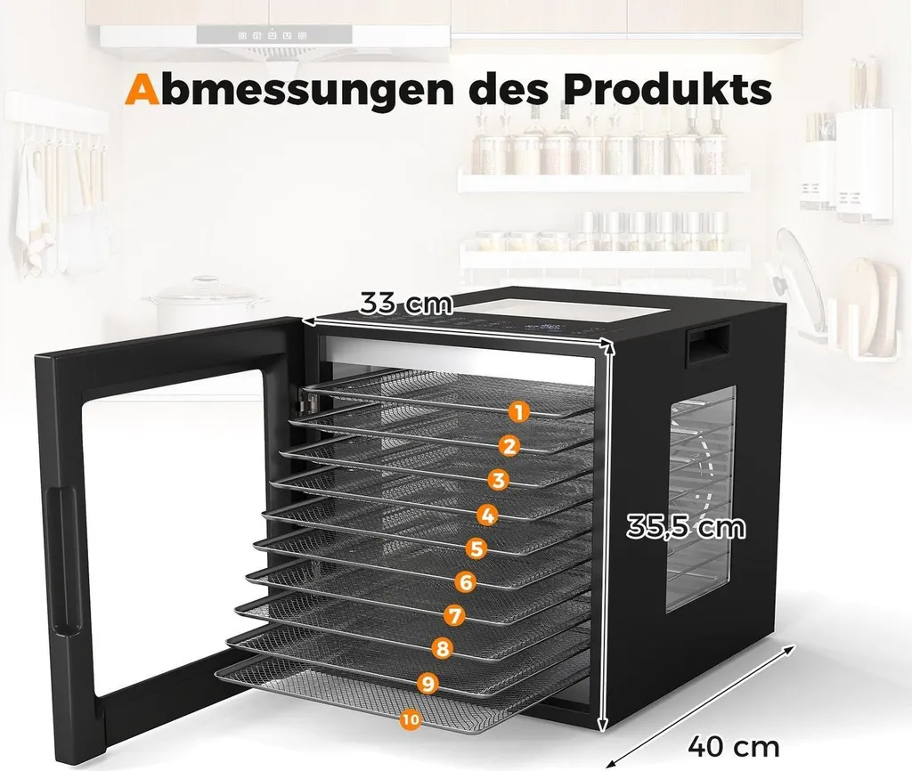 Séchoir alimentaire professionnel en inox 10 niveaux pour fruits et viande