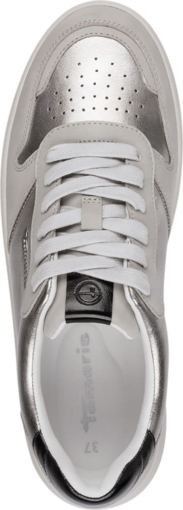Tamaris Damen Sneaker mit Metallic Glanz und herausnehmbaren Einlagen 1-23763-45, Größe:41 EU, Farbe:Silber