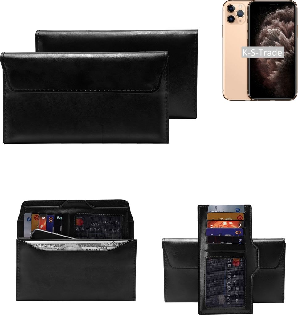 K-S-Trade Handy Hülle kompatibel mit Apple iPhone 11 Pro Schutz Hülle Tasche Schutz Case Handytasche Kunstleder schwarz, 1x