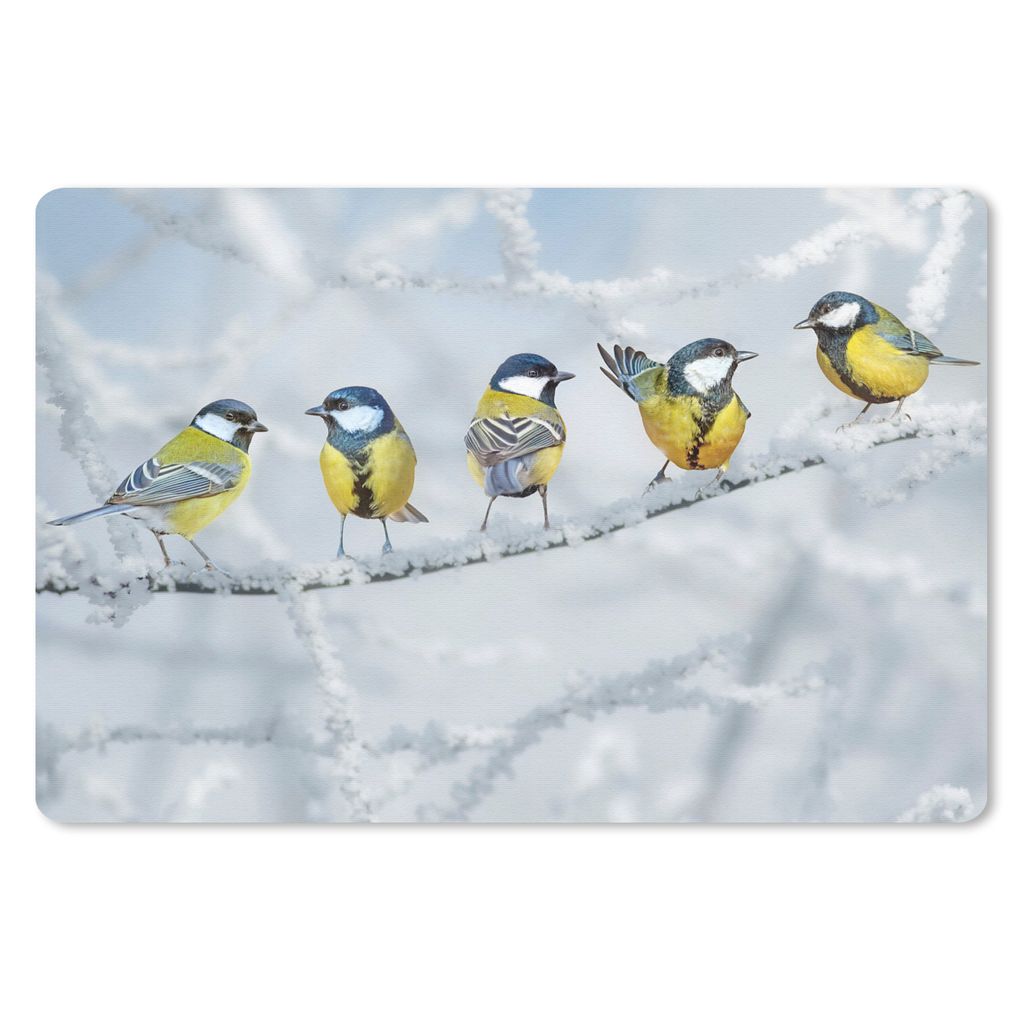 MuchoWow Mauspad Mousepad Vogel - Kohlmeise - Winter - Schnee - Zweige 27x18 cm - Mousepads - Maus Mat - Pad - Mausunterlage - Büroartikel - Des...