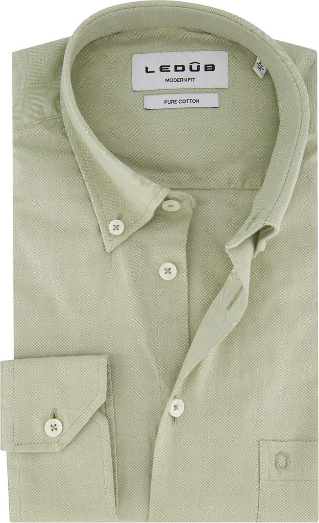 Ledub Hemd grün Button-Down langarm