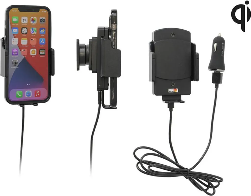 Support Brodit avec chargeur sans fil Qi 15W réglable pour smartphone
