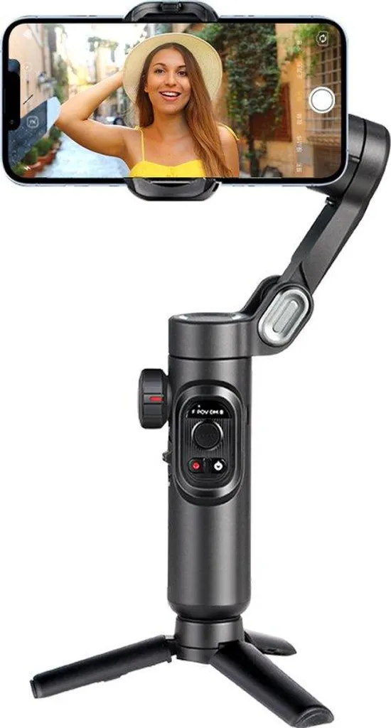 Trépied compact noir pour smartphone avec éclairage LED - Modèle T-202