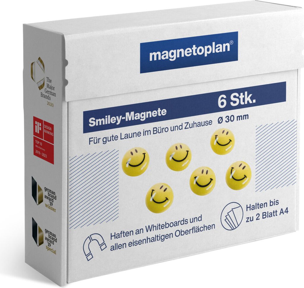 Smiley Magnete mittel 30mm 6St