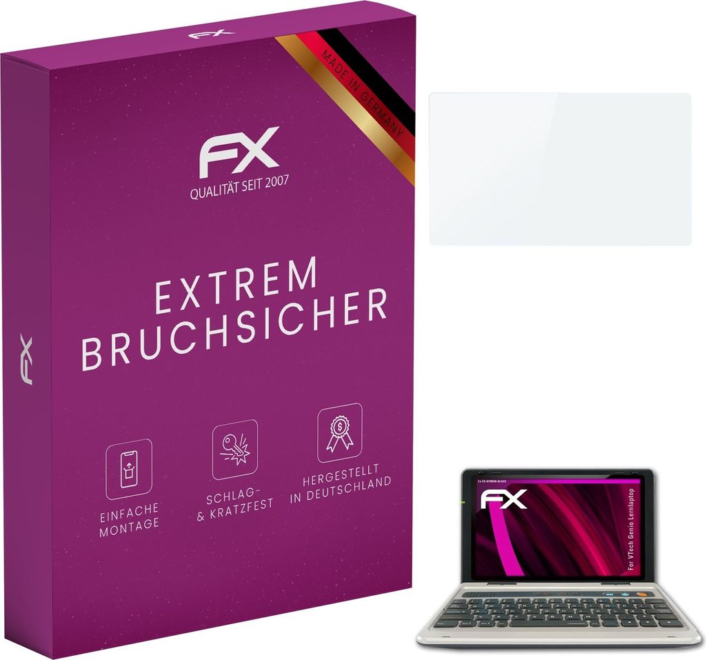 atFoliX FX-Hybrid-Glass Displayfolie kompatibel mit VTech Genio Lernlaptop Glasfolie