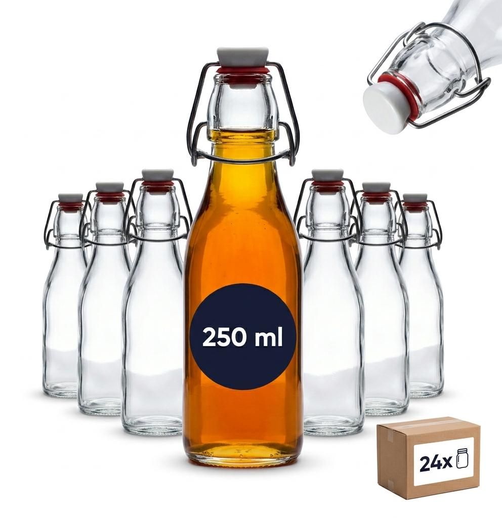 gouveo 24er Set Glasflasche 250 ml eckig mit Produktbild 
