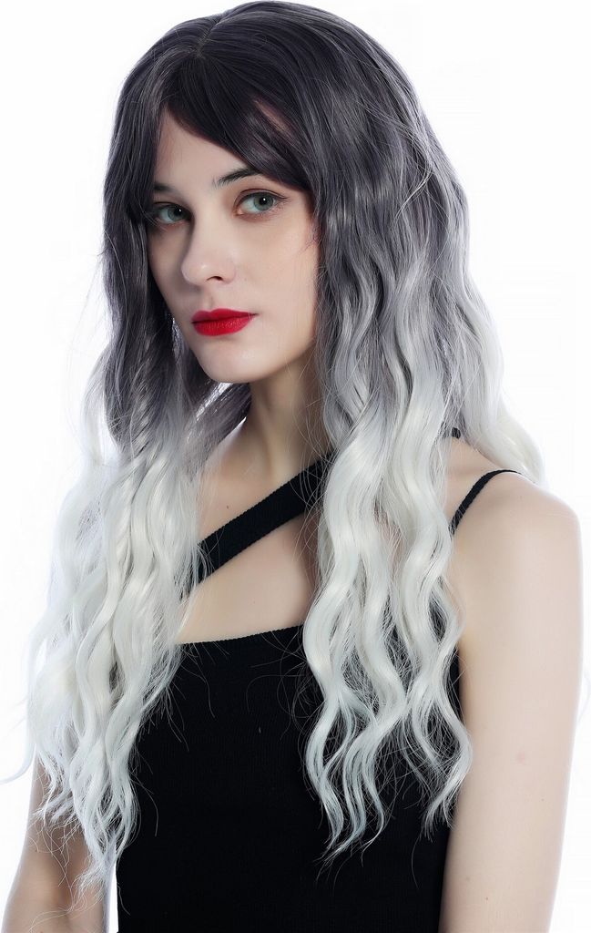 WIG ME UP Perücke lang stark gewellt Ombre dunkles Violett Produktbild 