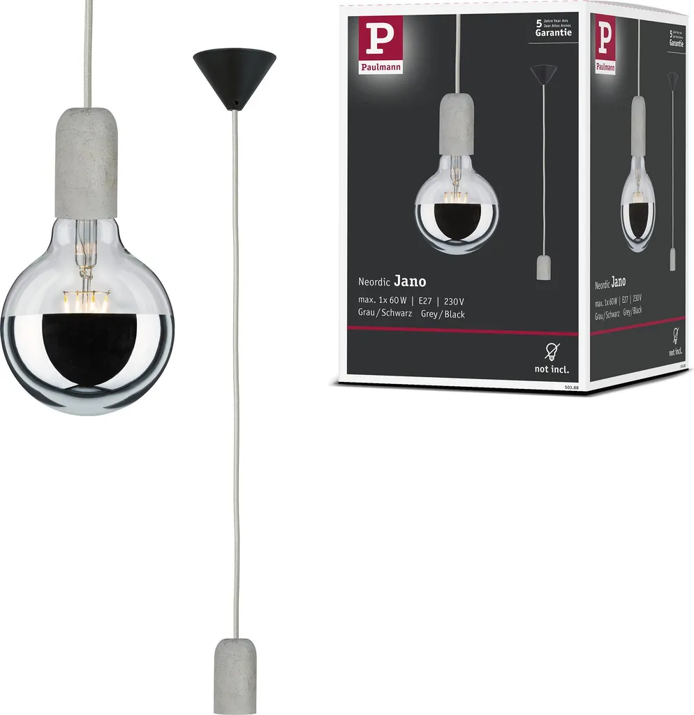 Lampada Sospensione Cemento Paulmann Neordic Jano - Design Scandi Retro