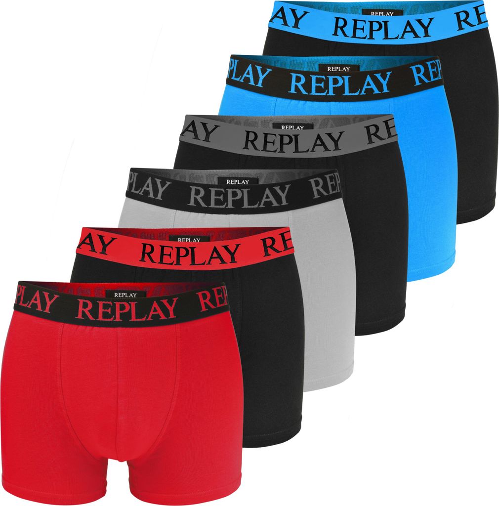 Replay 6er Pack Boxershorts Für Herren - Unterhosen Set Männer Aus Baumwolle, L