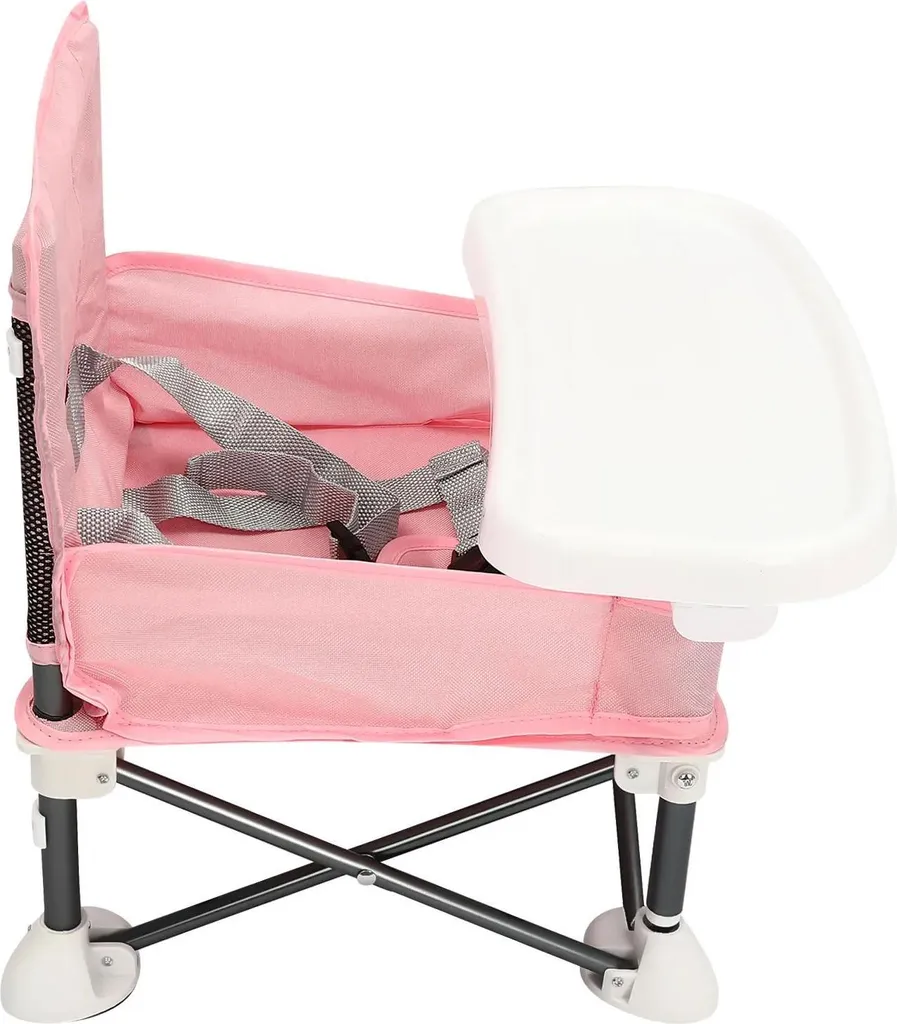 Chaise haute de voyage rose pour repas en extérieur et vacances - Enfant 1-2 ans