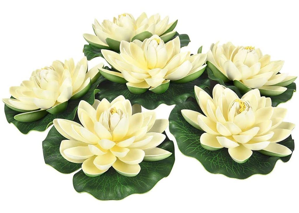 6 Stück Künstliche Seerosen Schwimmende Blumen Schwimmend Produktbild 