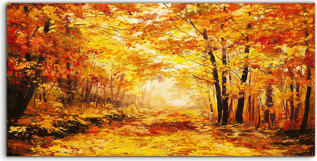 Coloray Spritzschutz aus Glas 120x60 Wandkunst Küchenrückwand Malerei Landschaft bunte Herbst Wald