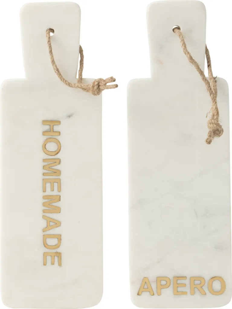 Planche à fromage rectangulaire marbre blanc J-Line 30cm lot de deux