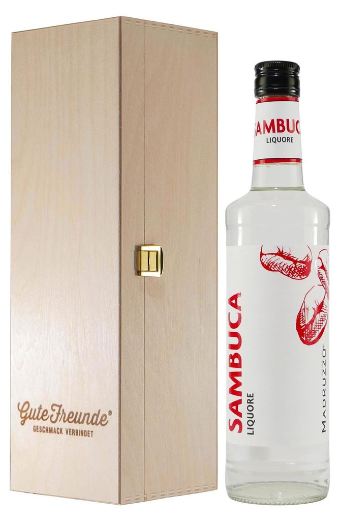 Madruzzo Sambuca Liquore mit Geschenk-Holzkiste