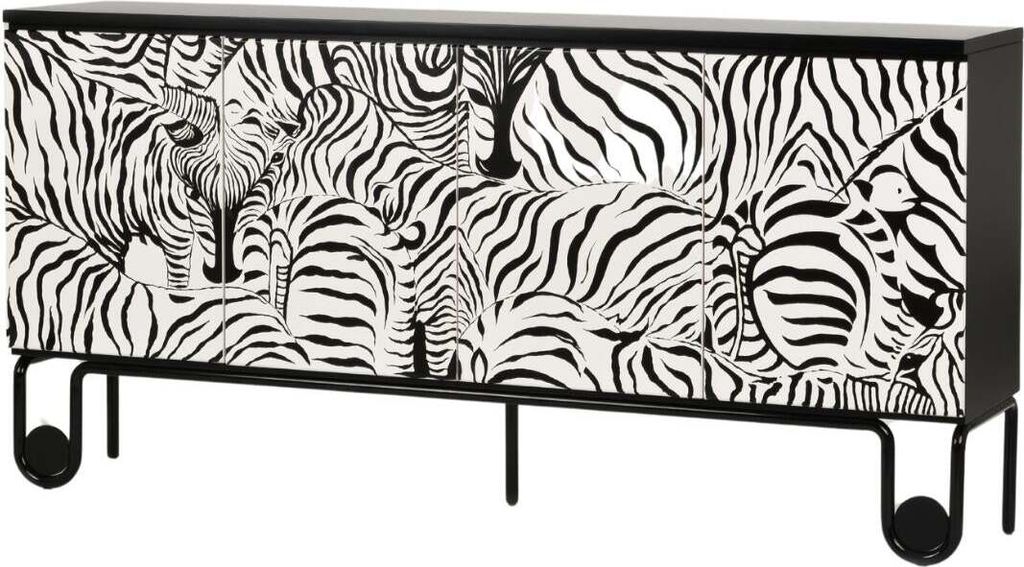 FURNLUX Anrichte Stilig Schwarz Und Weiss 183cm / Hauptfarbe: Weiß / Abmessungen: 183 x 90 x 40 cm