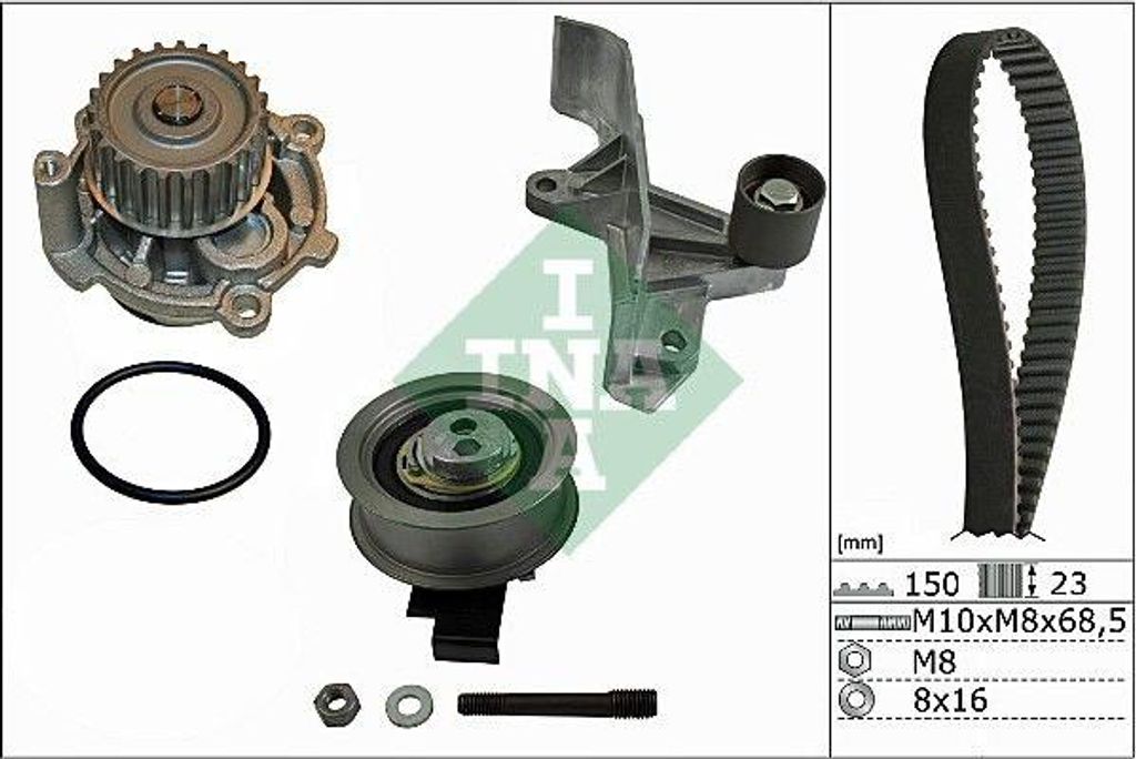 INA 530 0546 31 Wasserpumpe + Zahnriemensatz OE 06A109181 kompatibel mit A4 8E, A4 8H, A6 4B, Passat 3B