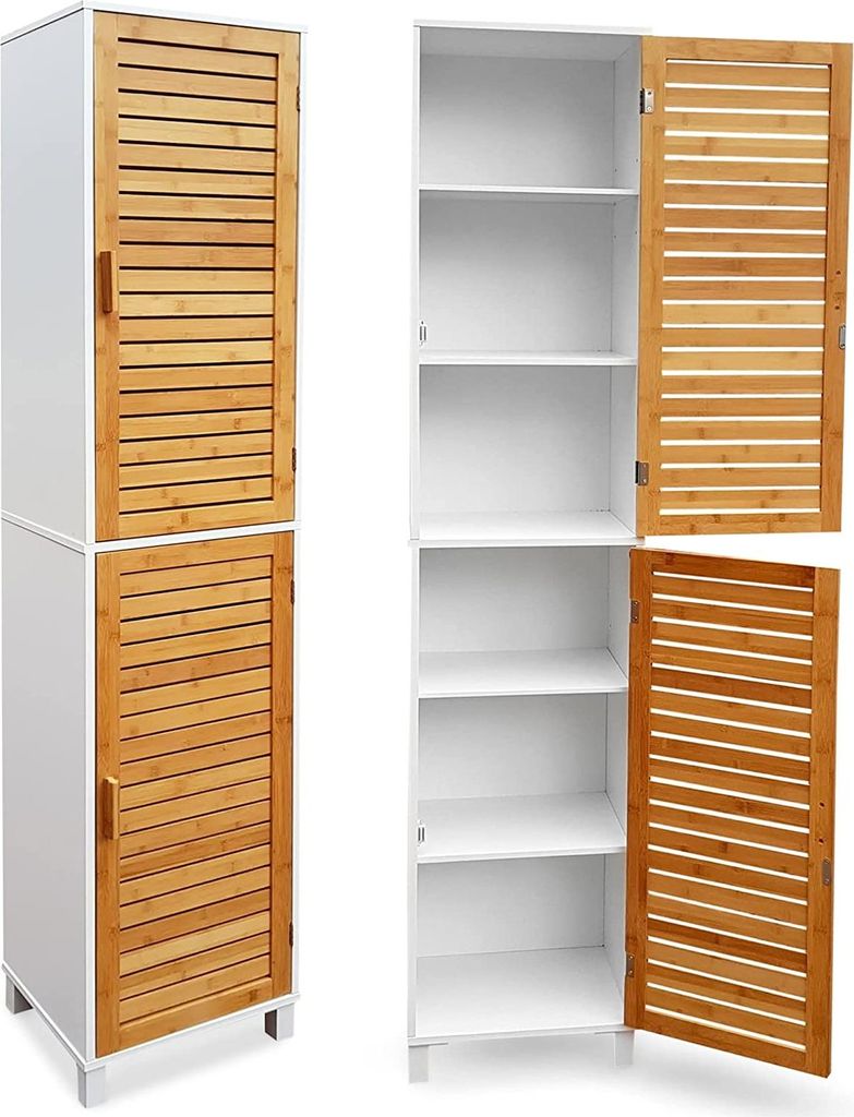 osoltus Badregal Hochschrank 190 cm Wandschrank Bambus Produktbild 