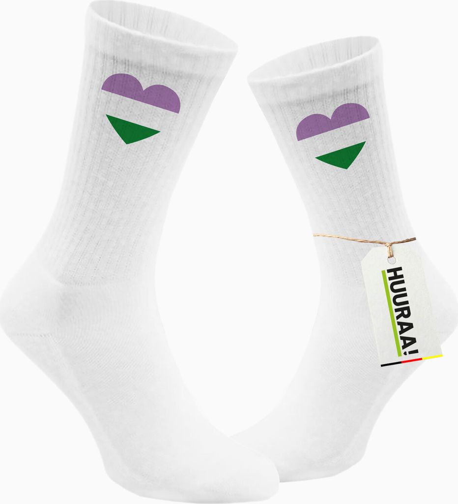 Huuraa Uni Socken Genderqueer Pride Flagge LGBTQ Herz 37/41 White Baumwolle Tennissocken Geschenkidee