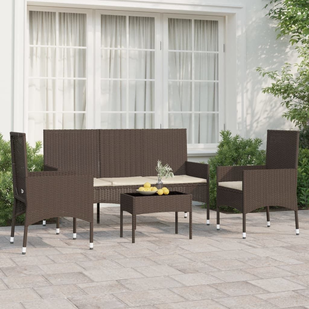 Maison Exclusive - 4-tlg. Garten-Lounge-Set mit Kissen Braun Poly Rattan