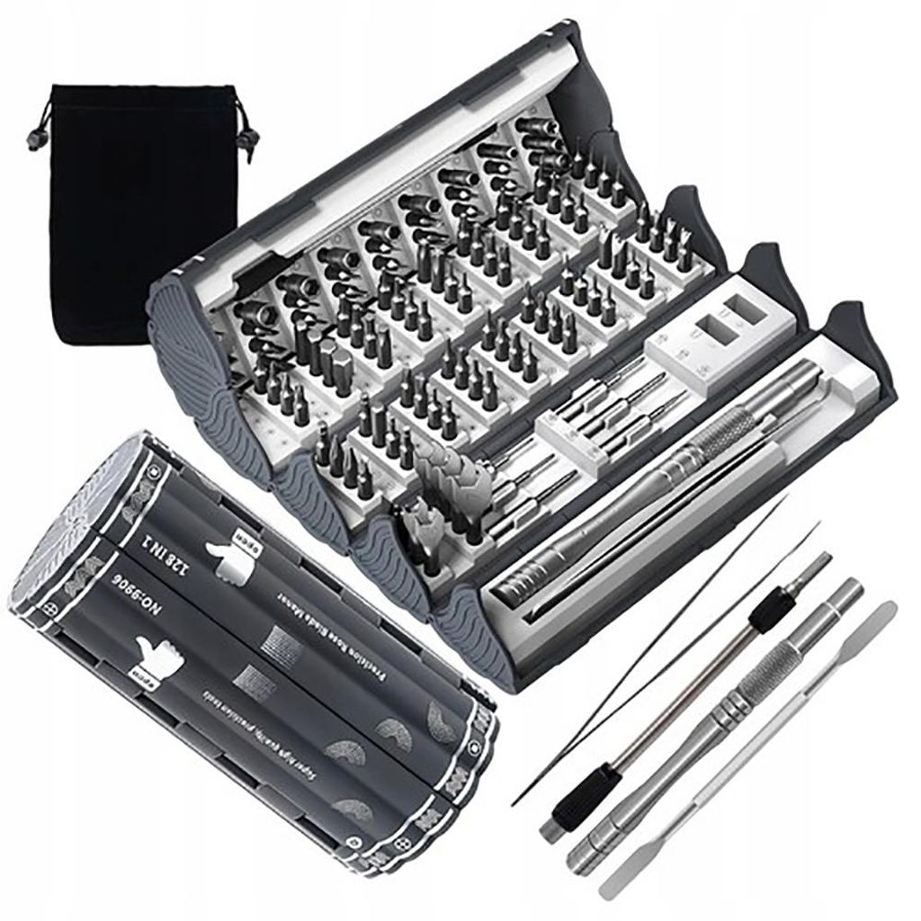 128 in 1 Magnetische Feinmechaniker Werkzeugsatz Feinwerkzeug Schrauber Schraubendreher Set für PC, Handy, Computer, Laptop, MacBook, PS5, Xbox