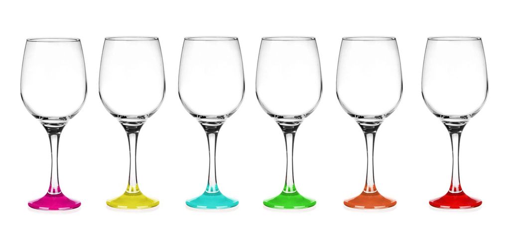 6 Weingläser 250ml mit bunten Füßen Weinglas Weißweingläser Produktbild 
