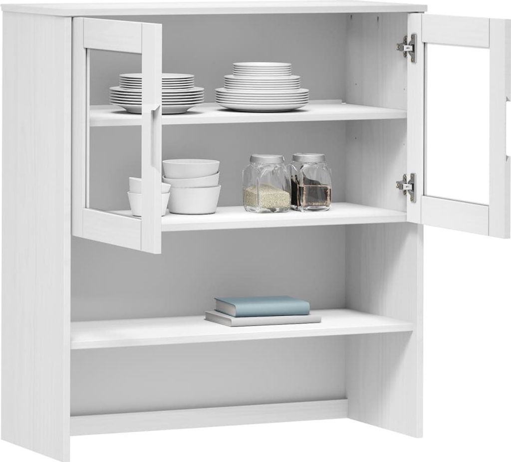 Möbel Highboard Modernes Design - Mehrzweckschrank Anrichte - Kommde für Flur --Oberteil MOLDE Weiß 90x35x100 cm Massivholz Kiefer Top6932101