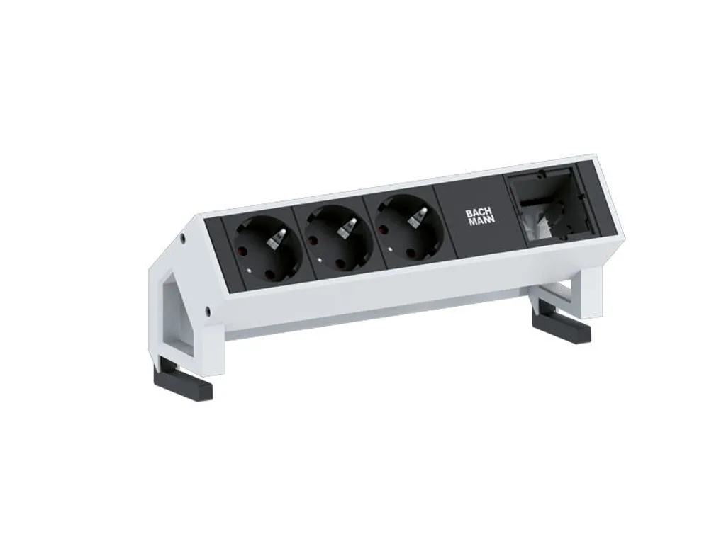 Bachmann DESK 2 Presa Multipla Nera 3 Uscite GST18 per Ufficio Design
