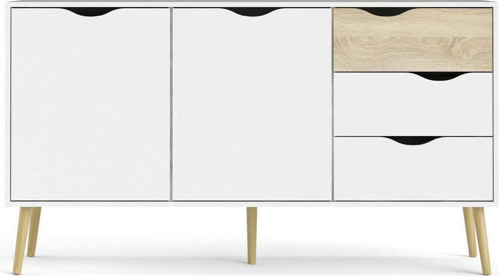 CALICOSY - Buffet 2 portes, 3 tiroirs blanc etReproduction Image du produit 