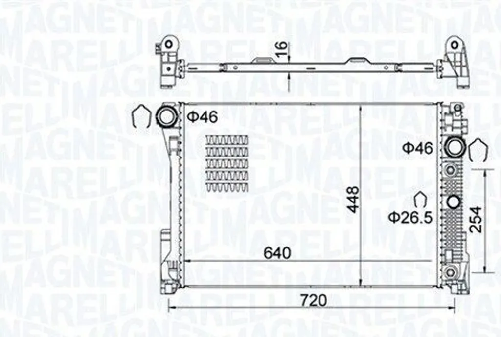 MAGNETI MARELLI 350213163300 Radiatore Radiatore acqua Radiatore motore Adatto per MERCEDES-BENZ Classe C Berlina (W204) Classe C Station wagon (S204) GLK