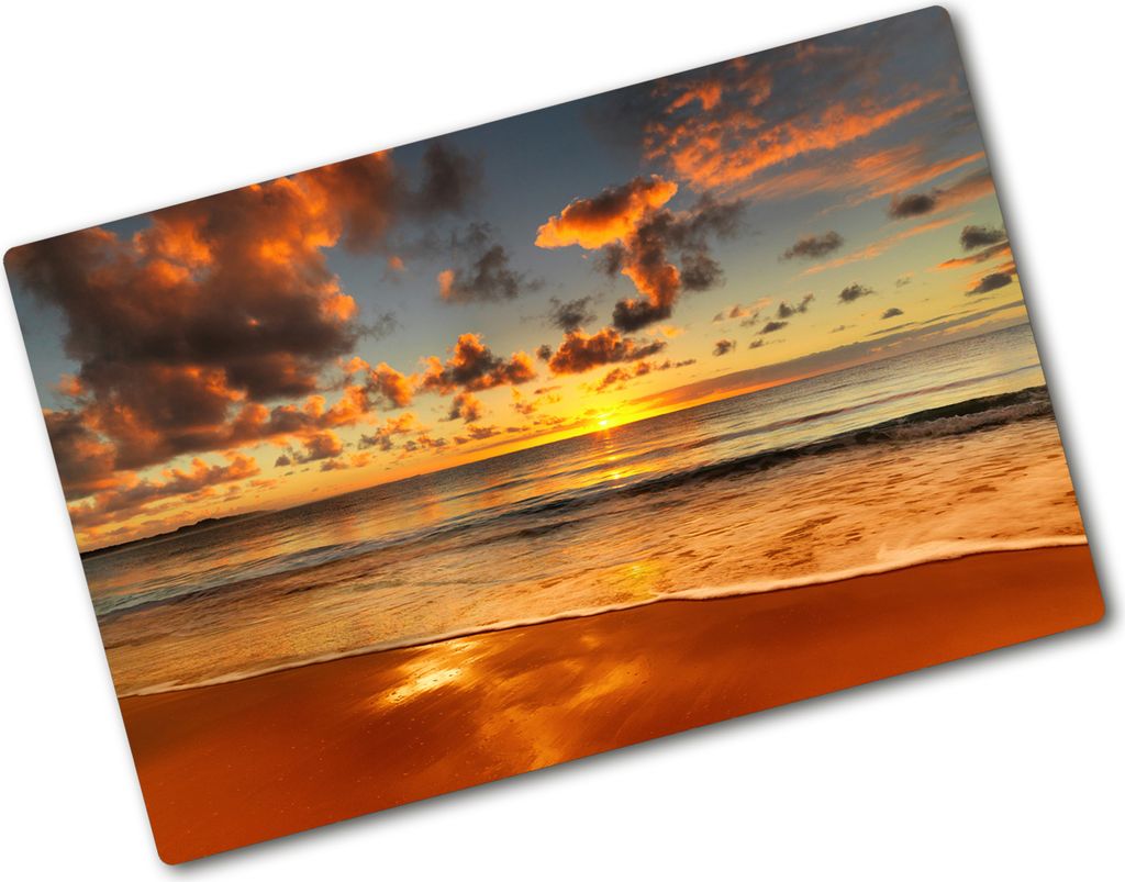Tulup Glas Herdabdeckplatte - 80x52 cm - Glaskeramikkochfeld-Abdeckung Spritzschutz Glasabdeckplatte - Einteilig - Landschaften - Sonne Strand - Or...