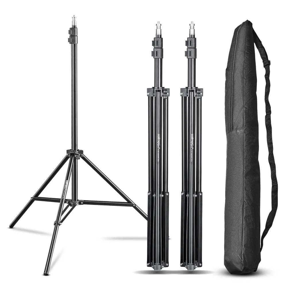 Trépied d'Éclairage Studio Réglable 208cm Kit de 3 Supports Photo