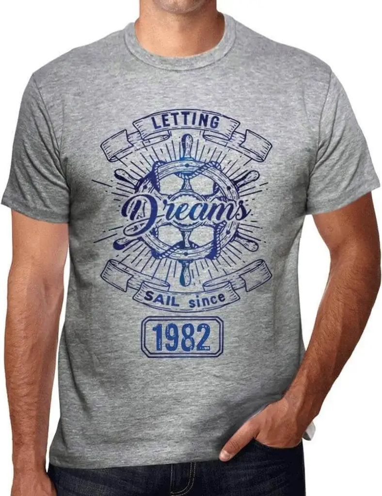 Herren Grafik T-Shirt Träume segeln lassen seit 1982 – Letting Dreams Sail Since 1982 – Geschenk 42. Geburtstag Jahrestag 42 Jahre Jubiläum 4...