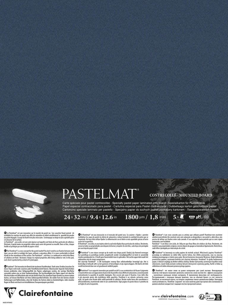 Clairefontaine Pastelmat kaschiert, 5 Bogen 24x32 cm, 360g - Dunkelblau 796014C