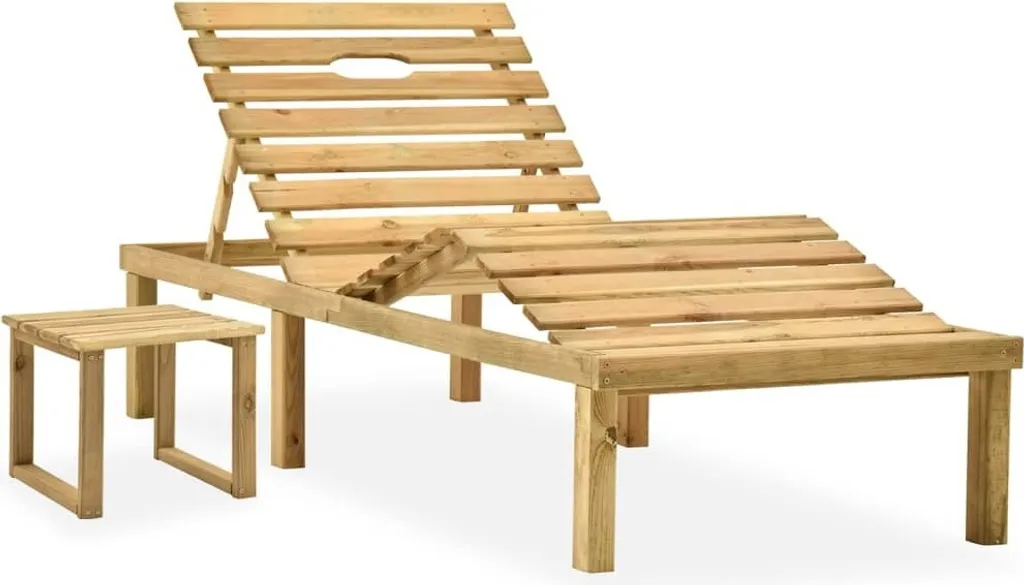 Lettino Prendisole Legno Pino con Tavolino | Design Outdoor Chic