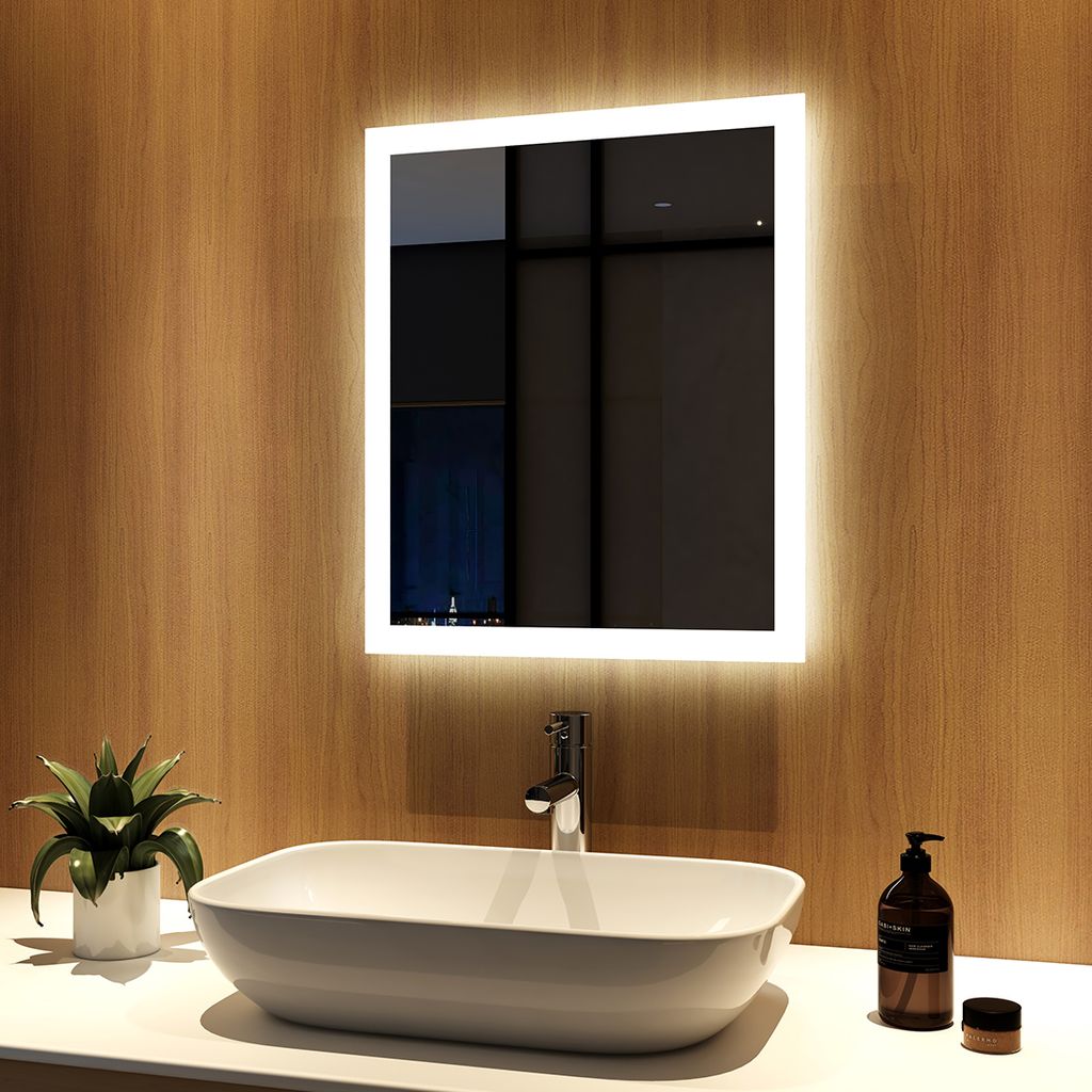 LED Badspiegel 60x50cm mit Beleuchtung Wohnen & Einrichten Wohnaccessoires Spiegel Badspiegel 