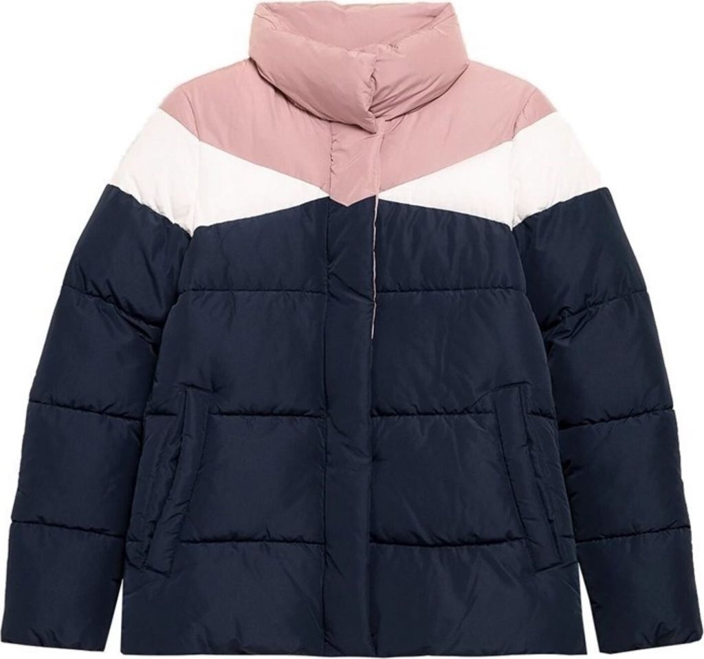 4F - Damen gefütterte Winterjacke Steppjacke - pink navy