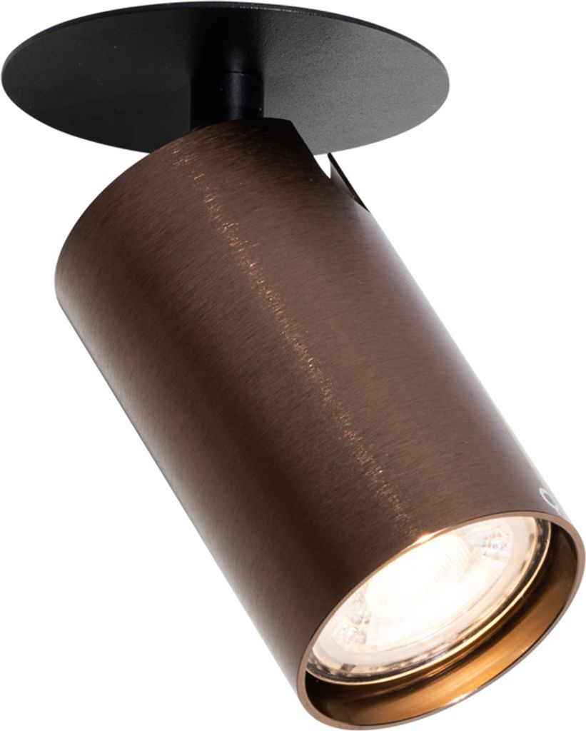 QAZQA - Modern Moderner Einbaustrahler Dunkelbronze GU10 50mm - Chels I Wohnzimmer I Schlafzimmer - Aluminium Rund - LED geeignet GU10