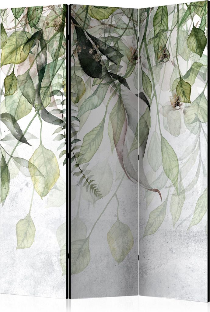 Neuheit! Dekorativer Paravent Raumteiler Trennwand Foto-Paravent Spanische Wand XXL BLÄTTER NATUR BETON OPTIK 135x172 cm b-C-0873-z-b