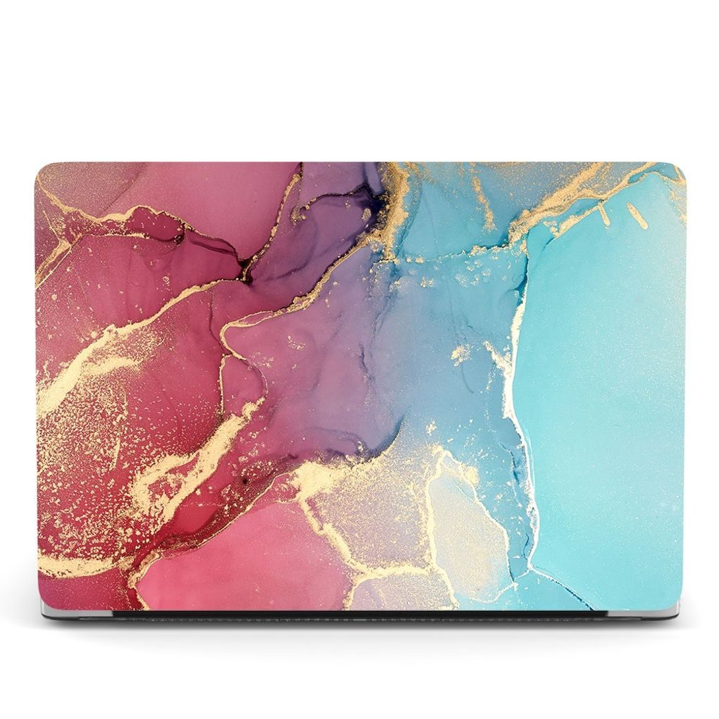 Schutzhülle für Apple MacBook Air 13.6" (2025-2022) M3 M2 2-Teilig Hartcase Schutz Etui Tasche Hülle Modell A3240 A3113 A2681 - Pink/Gold Marmor...