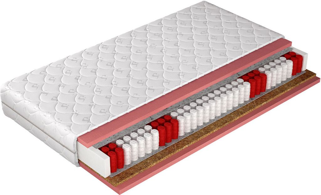 MIRJAN24 Beidseitige Federkernmatratze Bora Kokos 18 cm, Taschenfederkernmatratze, 7 Härtegrade, Kokosmatte und Schaumstoff (Liegefläche: 120x200...