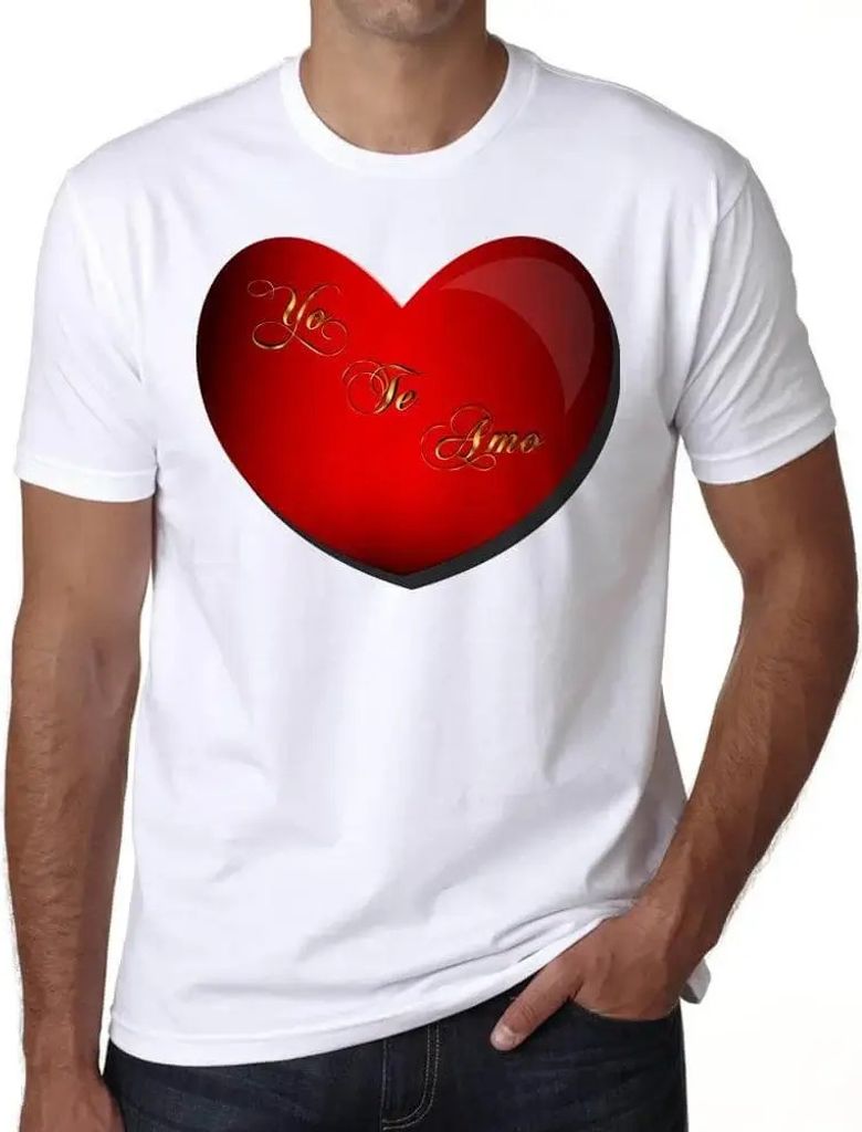 Herren Grafik T-Shirt Corazon Yo Te Amo Shaped Öko-Verantwortlich Vintage Jahrgang Kurzarm Lustige Druck Geburtstag Geschenk Mann