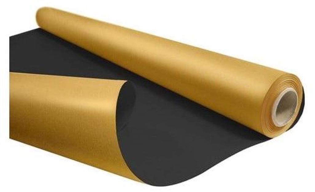 Geschenkpapier KRAFT DUO METAL Gold-Schwarz, 69 cm/50 m Produktbild 