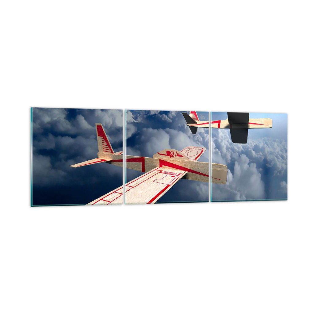Bilder auf glas - Segelflugzeuge fliegen hoch Modell - 90x30cm - Glasbilder - Wandbilder - Kunstdruck - zum Aufhängen bereit - Wanddekoration aus ...
