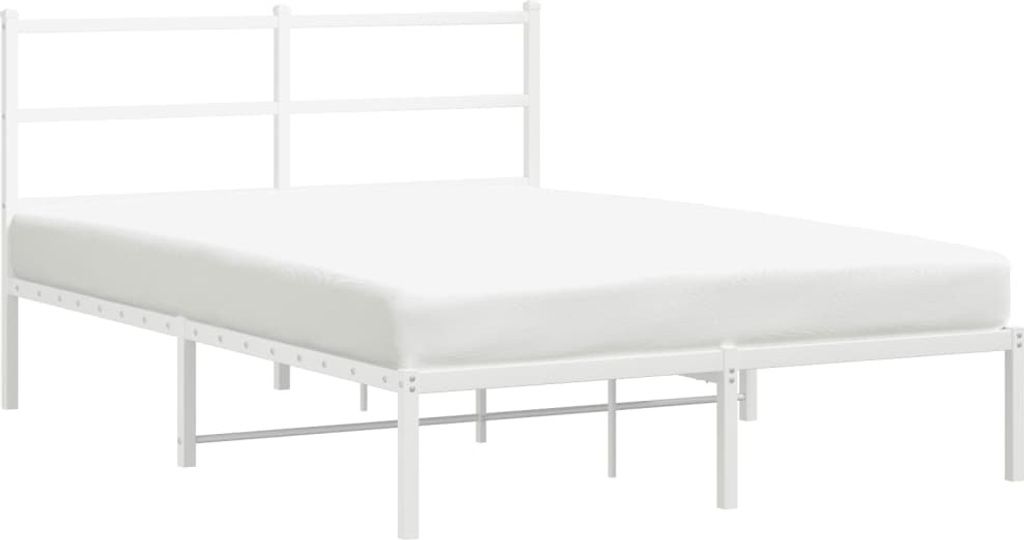 vidaXL Bettgestell mit Kopfteil Metall Weiß 140x200 cm