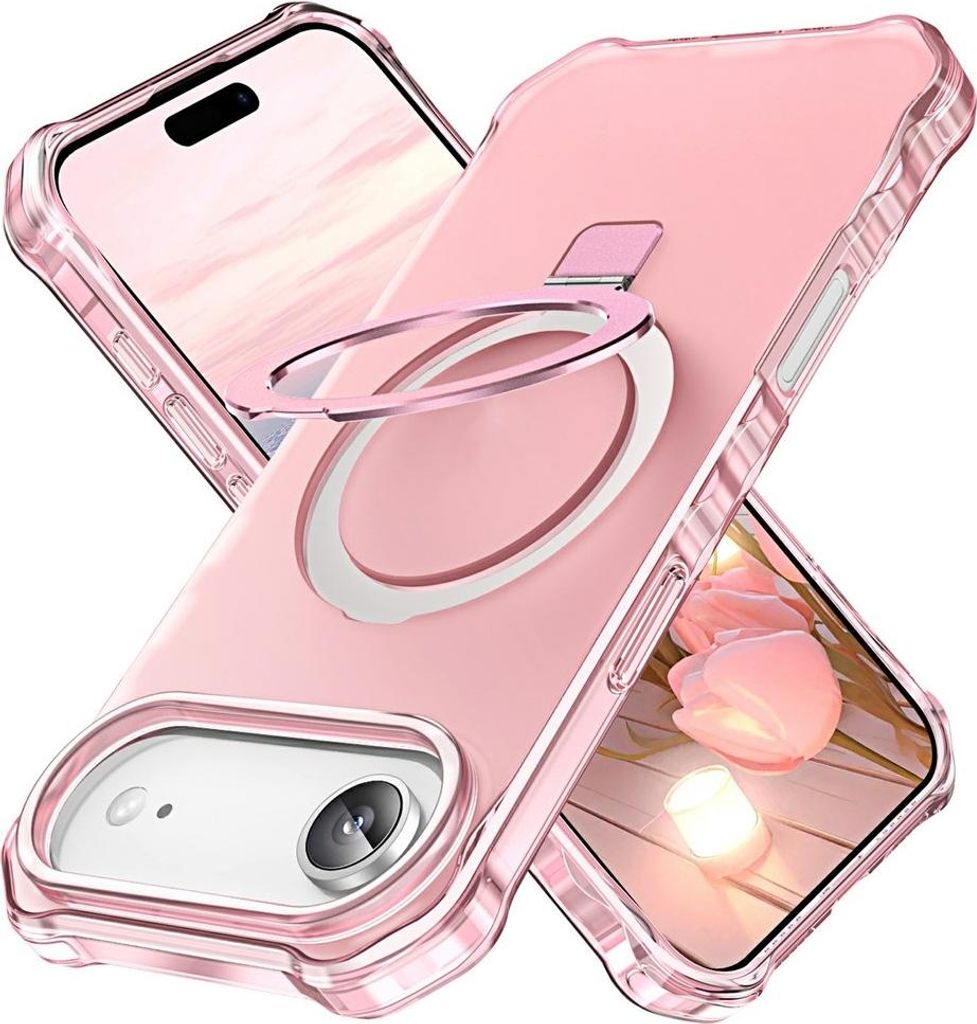 iPhone Air Hülle - Coverup ShockProof TPU Back Cover mit MagSafe Compatible Ring Kickstand - Rosa
