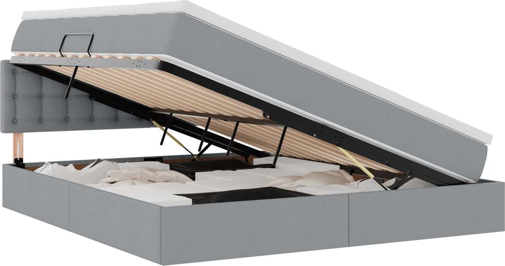 vidaXL Aufbewahrungsbett mit Matratze Hellgrau 180 x 200 cm