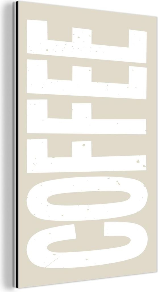 MuchoWow Wanddekoration Metall Metallbild Wandkunst 80x120 cm Weiß - Kaffee - Vintage - Dekoration MuchoWow Aluminium Gemälde - Bilder